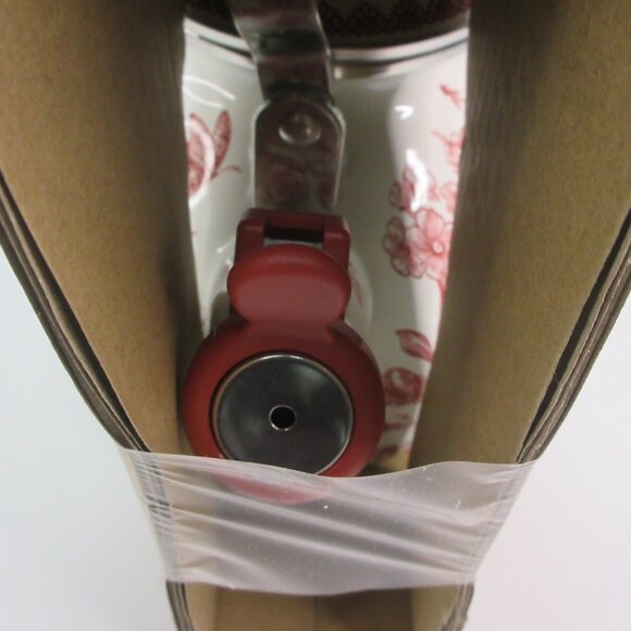 Pioneer Woman Agatha Enamel on Steel 1.8 Qt Whistling Tea Kettle Floral Red - Picture 2 of 11